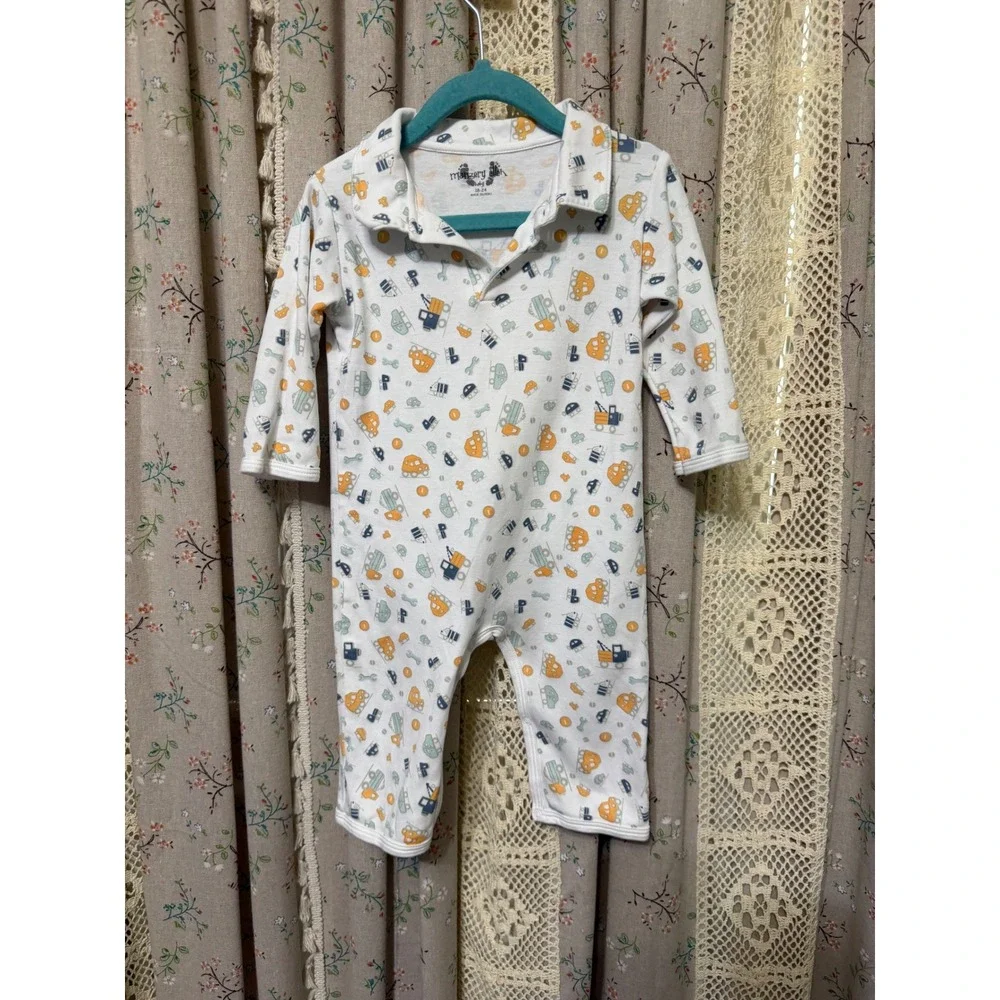 Margery Ellen Baby 18-24M Vehicle Construction Print Cotton Romper